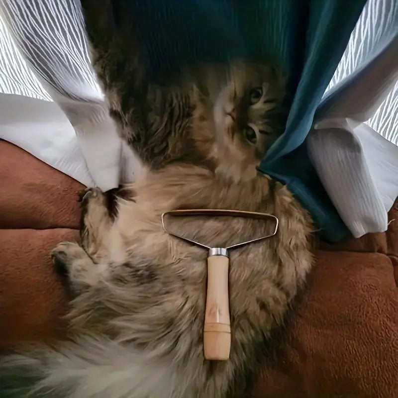 Wooden Handle Pet Hair Remover With Metal Frame