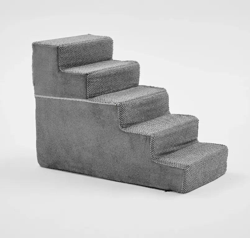 Five Step Gray Foam Pet Stairs