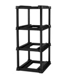 Four Tier Black Plastic Garage Tote Rack