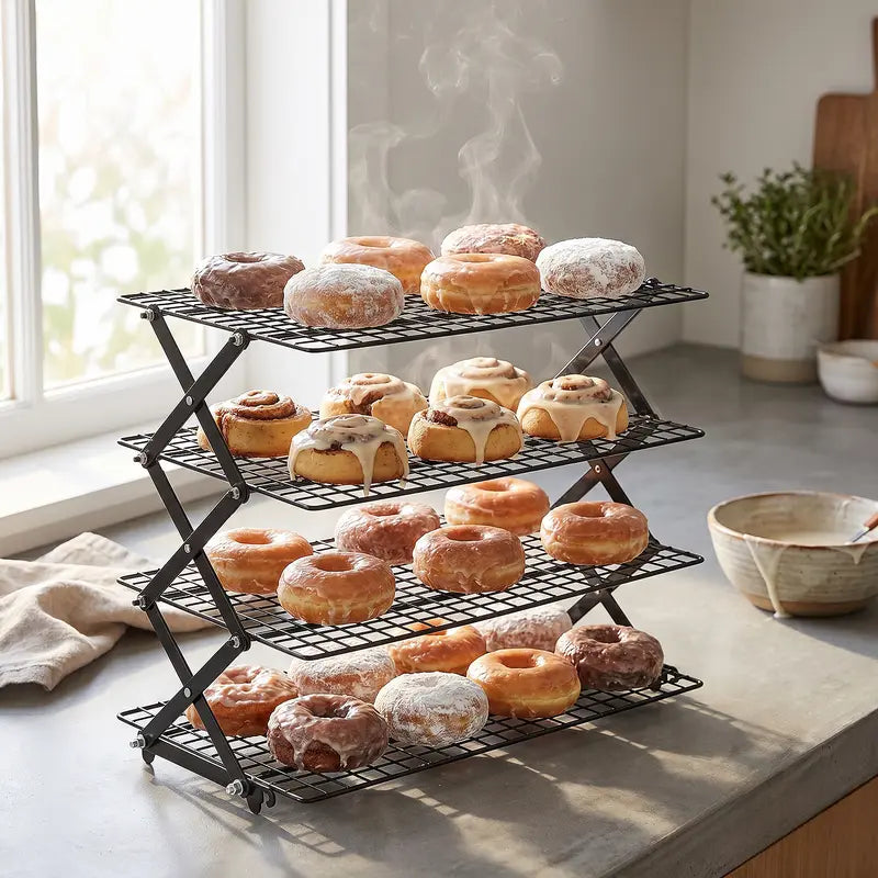 Four-Tier Black Folding Wire Grid Rack