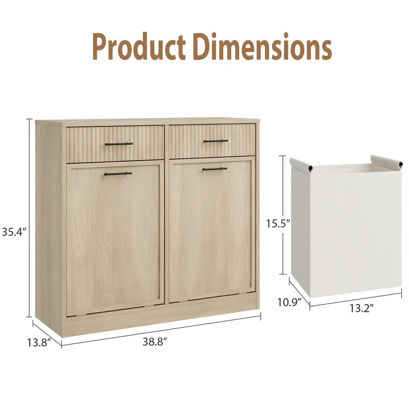 Light Oak Tilt-Out Laundry Hamper Cabinet