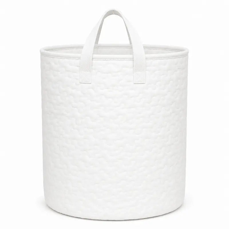 Quilted Round Basket with Mountain Flower Design