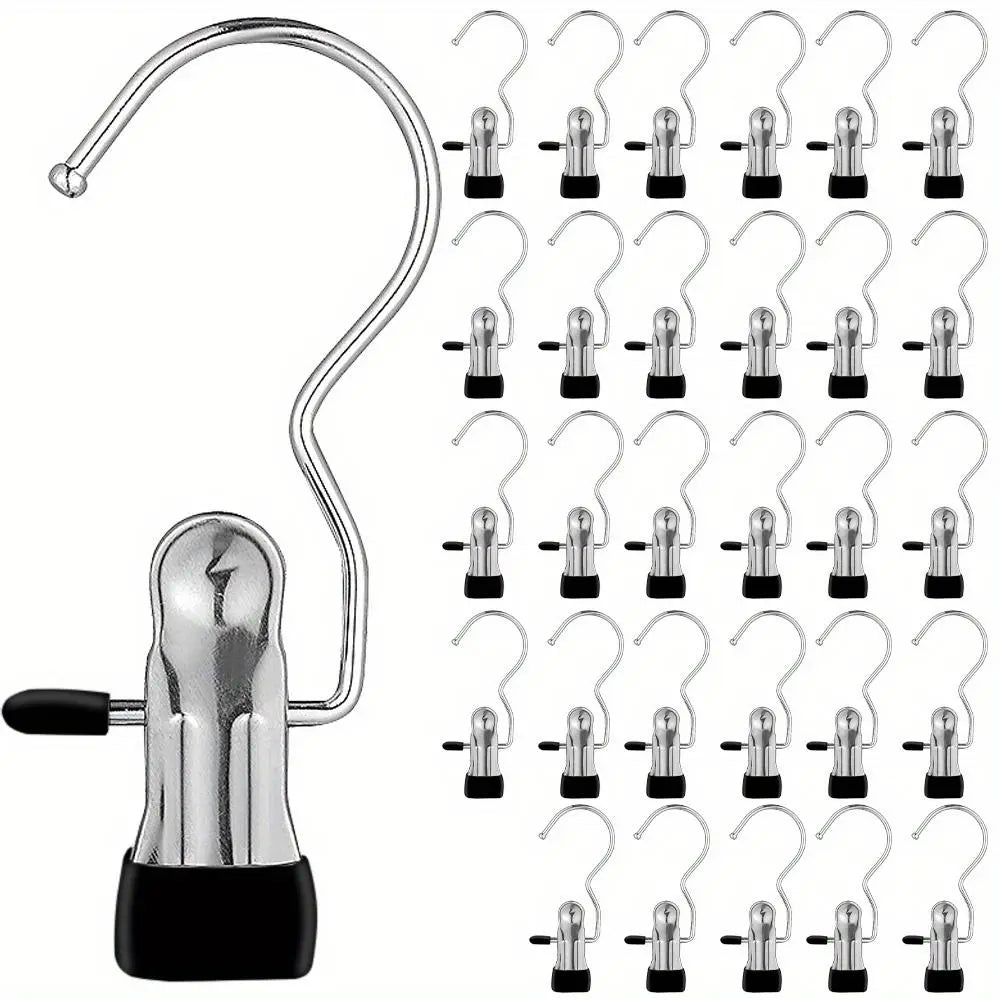 Metal S-Hook Hangers with Clip Grips