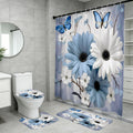 Blue and White Floral Shower Curtain Set