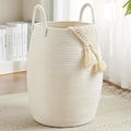 Tall Cream Rope Basket with Two Handles