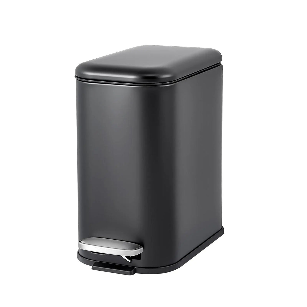Slim Black Step Trash Can with Lid