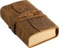 Embossed Brown Leather Journal with Wrap Strap