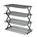 Four-Tier Black Folding Wire Grid Rack