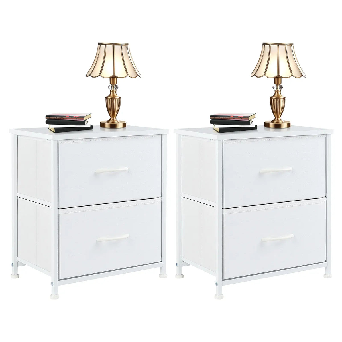 Pair of White Two-Drawer Bedside Tables