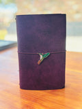 Plum Leather Notebook Cover with Bird Charm