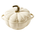 Cream Pumpkin Shaped Enamel Pot With Lid