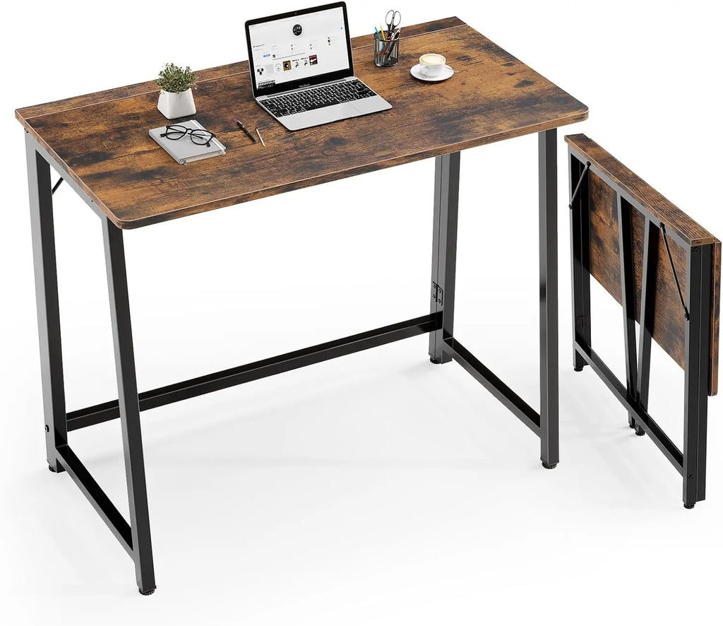 Folding Desk With Rustic Wood Top
