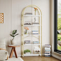Tall Arched Five-Shelf Bookcase with Gold Frame