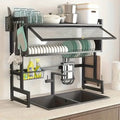 Black Metal Two-Tier Over-Sink Dish Rack