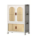 Cream Stackable Storage Cabinet with Arched Doors