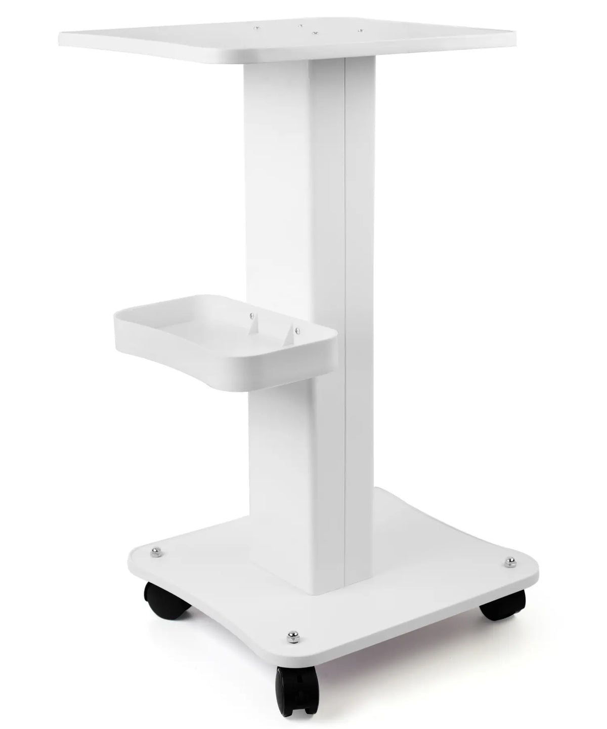 White Rolling Utility Cart with Single Side Tray