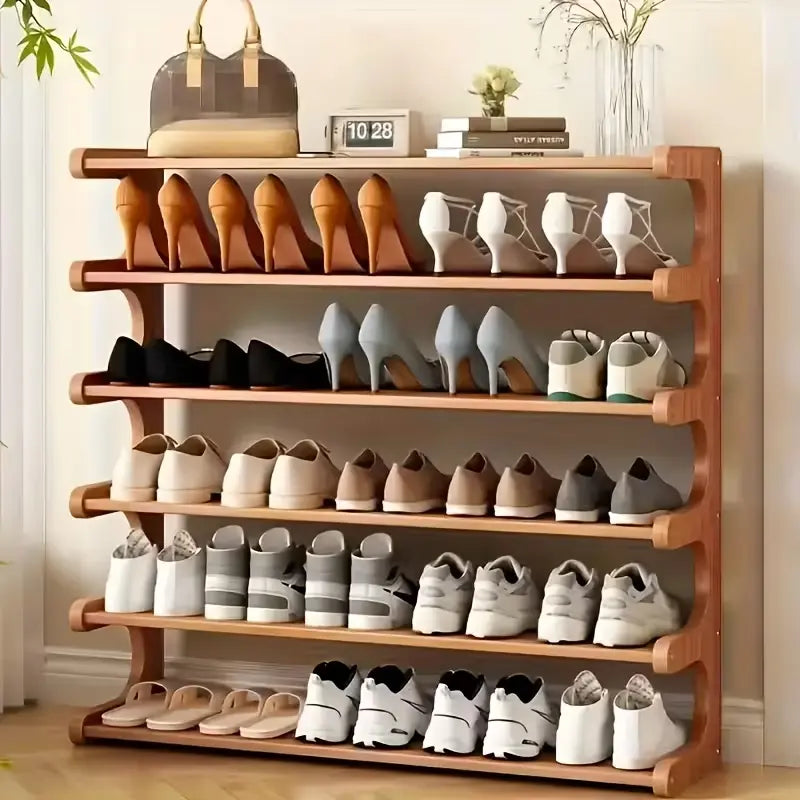Five-Tier Bamboo Entryway Shoe Rack