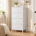 White Four-Drawer Fabric Dresser with Metal Frame