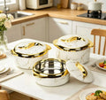 Marble Pattern Insulated Serving Pots with Gold Handles