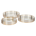 Round Gold Frame Mirrored Tray Set of Three