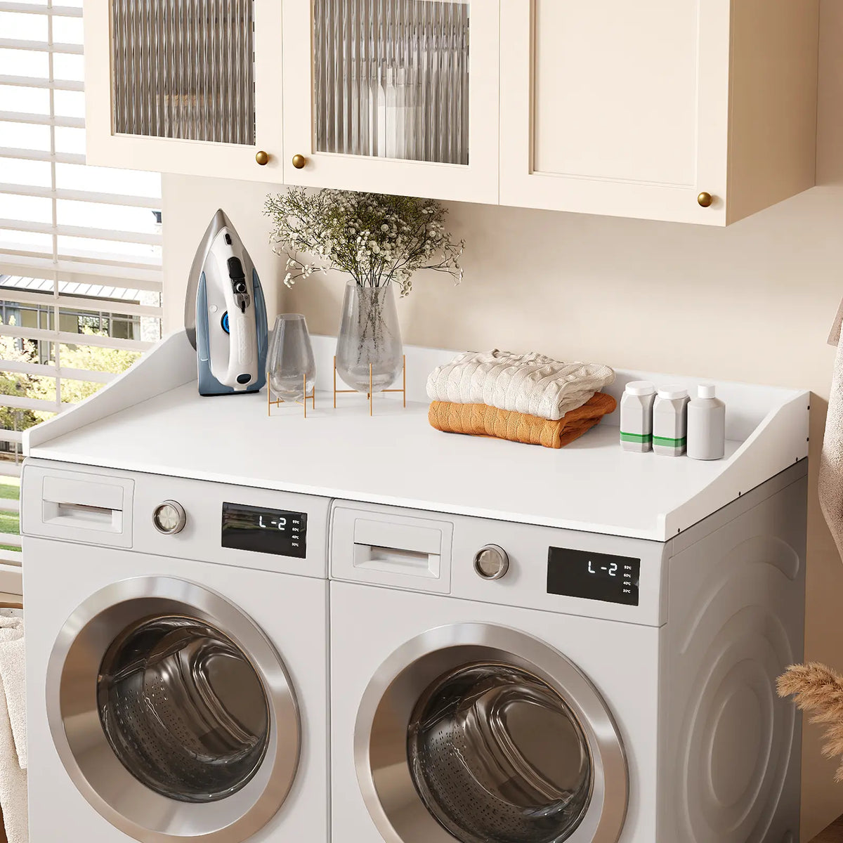 White Countertop Shelf for Washer and Dryer