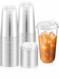 Clear Plastic Cups with Flip-Top Lids, Stacked